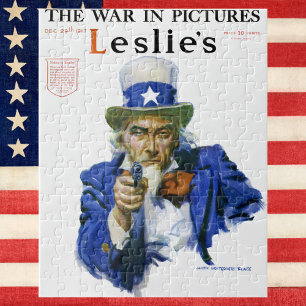Vintage patriottische Oom Sam-magazinecoverkunst Legpuzzel