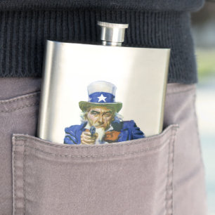 Vintage Patriottische Oom Sam met Sterrenhoed en G Heupfles