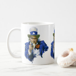 Vintage Patriottische Oom Sam met Sterrenhoed en G Koffiemok