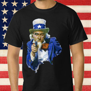 Vintage Patriottische Oom Sam met Sterrenhoed en G T-shirt