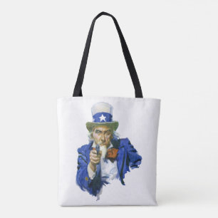 Vintage Patriottische Oom Sam met Sterrenhoed en G Tote Bag