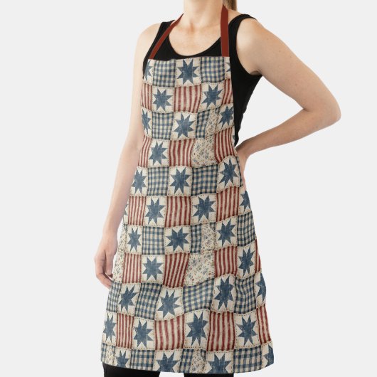 Vintage Patriottische Patchwork Esthetiek Schort (Insitu)