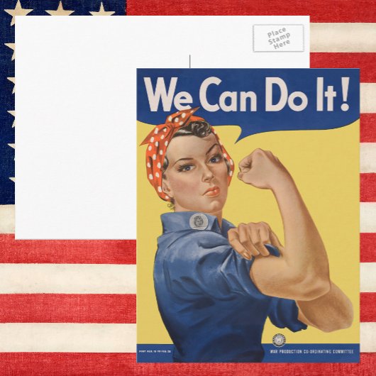 Vintage patriottische Rosie the Riveter, We Can Do Briefkaart