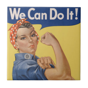 Vintage patriottische Rosie the Riveter, We Can Do Tegeltje