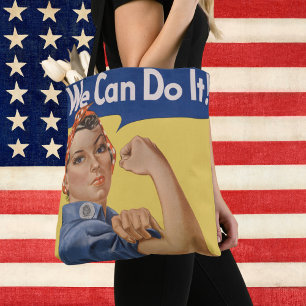 Vintage patriottische Rosie the Riveter, We Can Do Tote Bag
