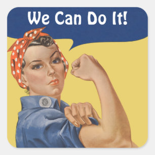 Vintage patriottische Rosie the Riveter, We Can Do Vierkante Sticker
