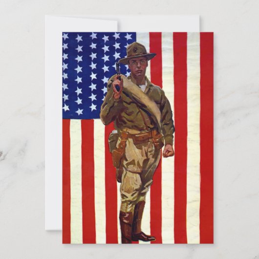 Vintage Patriottische Soldaat met Amerikaanse Vlag (Voorkant)
