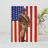 Vintage Patriottische Soldaat met Amerikaanse Vlag (Staand voorkant)