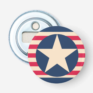 Vintage Patriottische Sterren en Strepen  Button Flesopener