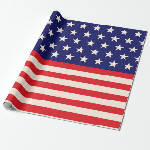 Vintage Patriottische Sterren en Strepen Cadeaupapier