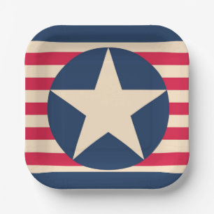 Vintage patriottische sterren en strepen papieren bordje