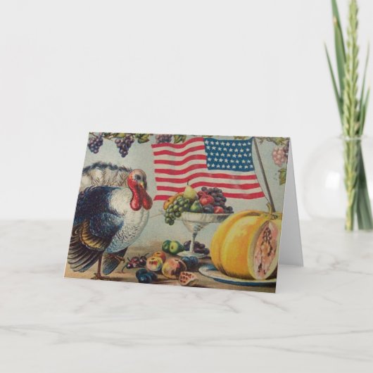Vintage Patriottische Thanksgiving Wenskaart Feestdagen Kaart (Voorkant)