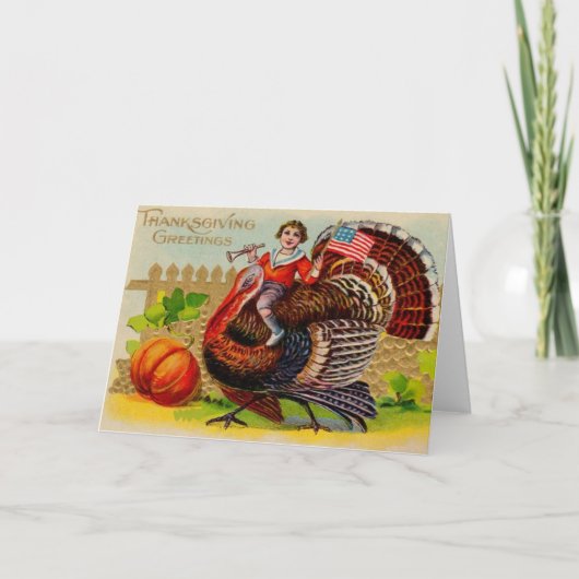 Vintage Patriottische Thanksgiving Wenskaart Feestdagen Kaart (Voorkant)