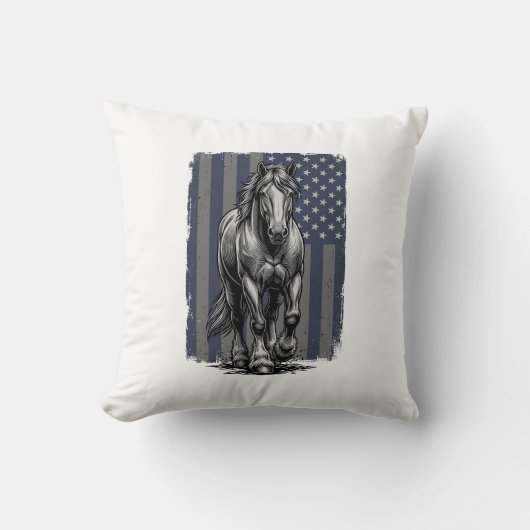 Vintage Patriottische Trekpaard Vlag Vector Design Kussen (Voorkant)