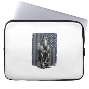Vintage Patriottische Trekpaard Vlag Vector Design Laptop Sleeve