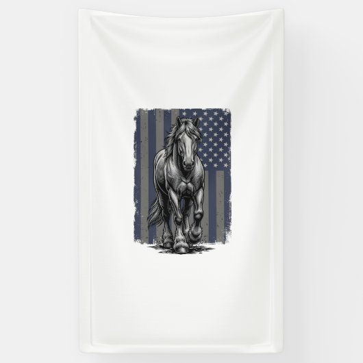Vintage Patriottische Trekpaard Vlag Vector Design Spandoek (Verticaal)