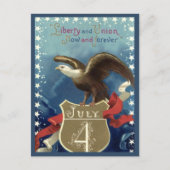 Vintage patriottische Vierde Juli, Adelaar met ste Briefkaart (Voorkant)