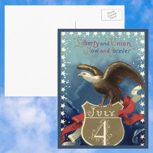 Vintage patriottische Vierde Juli, Adelaar met ste Briefkaart