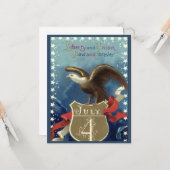 Vintage patriottische vierde juli, adelaar met ste kaart (Voorkant / Achterkant in situ)