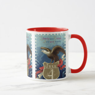 Vintage patriottische vierde juli, adelaar met ste mok