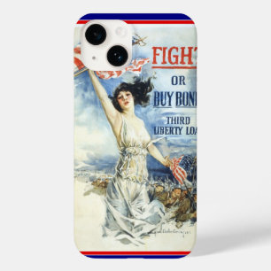 Vintage patriottische vrouw met Amerikaanse vlag P Case-Mate iPhone 14 Hoesje