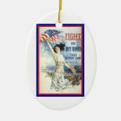 Vintage patriottische vrouw met Amerikaanse vlag p Keramisch Ornament (Voorkant)