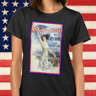 Vintage patriottische vrouw met Amerikaanse vlag p T-shirt