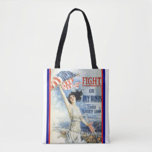 Vintage patriottische vrouw met Amerikaanse vlag p Tote Bag