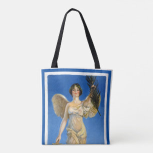 Vintage Patriottische Vrouwelijke Engel, Koop Oorl Tote Bag