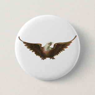 Vintage Patriottisme Amerikaanse Zeearend in Vluch Ronde Button 5,7 Cm