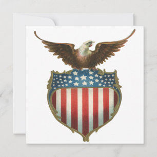 Vintage Patriottisme, Trotse Adelaar boven Amerika Kaart