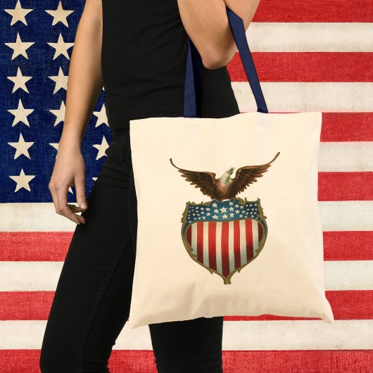 Vintage Patriottisme, Trotse Adelaar boven Amerika Tote Bag