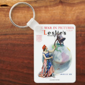Vintage patriottistische dames Liberty-tijdschrift Sleutelhanger (Voorkant)