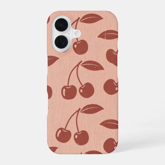 Vintage Pattern with Stylized Cherries iPhone 16 Hoesje (Achterkant)