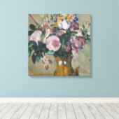 Vintage Paul Cezanne Vaas met Bloemen Canvas Afdruk (Insitu (Houten vloer))
