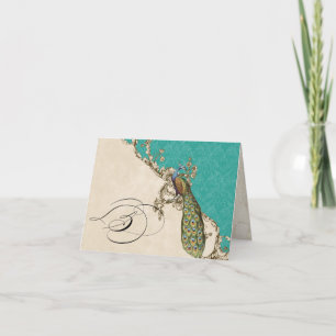 Vintage Pauw 1 Aanvankelijke Notecard Met monogram Notitiekaartje