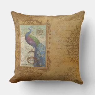 Vintage Pauw Bruine Antieke Papier Kussen