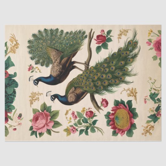 Vintage Pauw Duo Decoupage Tissuepapier (Voorkant)