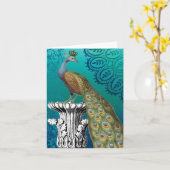 Vintage-pauw Kaart (Gele Bloem)