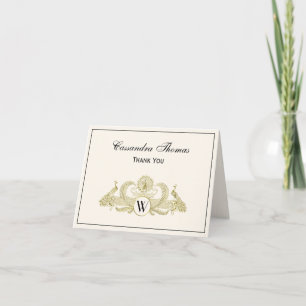 Vintage Pauw Monogram Faux Goud Ivoor BG Bedankkaart