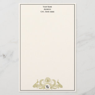 Vintage Pauw Monogram Faux Goud Ivoor BG Briefpapier