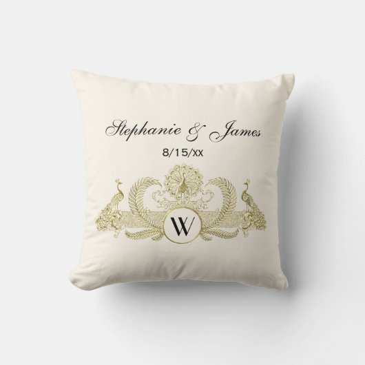 Vintage Pauw Monogram Faux Goud Ivoor BG Kussen (Voorkant)