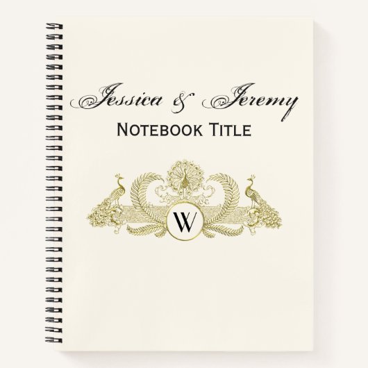 Vintage Pauw Monogram Faux Goud Ivoor BG Notitieboek (Voorkant)