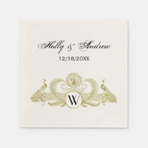 Vintage Pauw Monogram Faux Goud Ivoor BG Servetten
