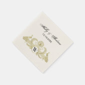 Vintage Pauw Monogram Faux Goud Ivoor BG Servetten (Hoek)