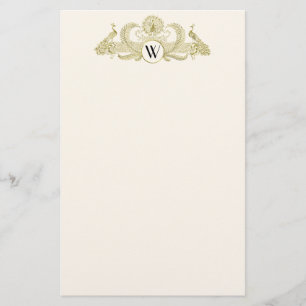 Vintage Pauw Monogram Faux Goud Ivoorkleurig BG Briefpapier