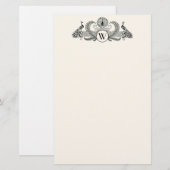Vintage Pauw Monogram Ivoorkleurig BG Briefpapier (Voorkant / Achterkant)