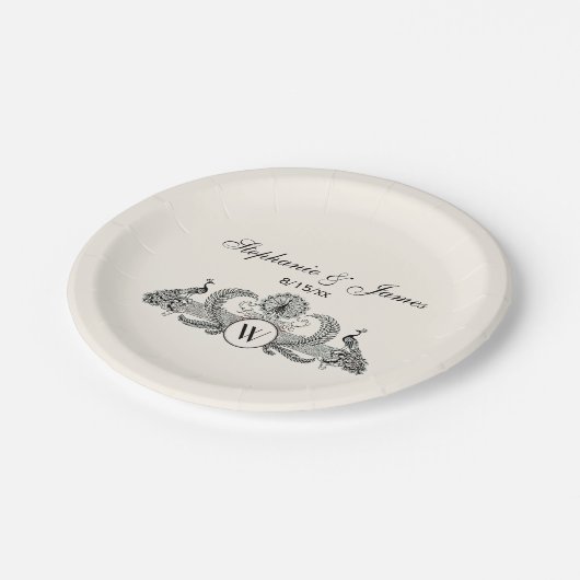 Vintage Pauw Monogram Ivoorkleurig BG Papieren Bordje (Gekanteld)