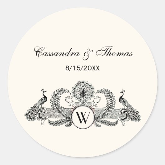 Vintage Pauw Monogram Ivoorkleurig BG Ronde Sticker (Voorkant)