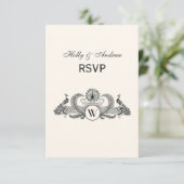 Vintage Pauw Monogram Ivoorkleurig BG RSVP Kaartje (Staand voorkant)